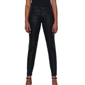 NWT FRAME DENIM Ali High Rise Cigarette Jeans In Black Coated!